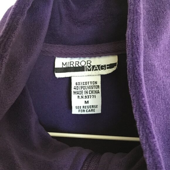 Mirror Image Vintage Sweatshirt Silver Studded Deep Purple Velour Sz Medium Zip - Picture 5 of 6
